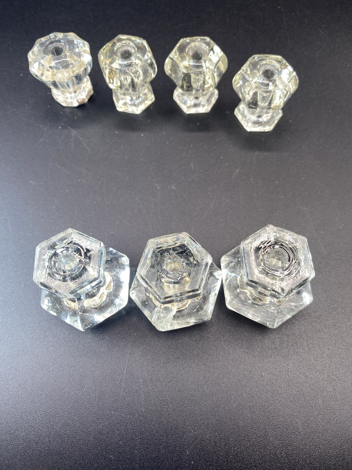 Vintage Clear Glass Drawer Pulls/Cabinet Knobs Set of 7 1 & 1.5”