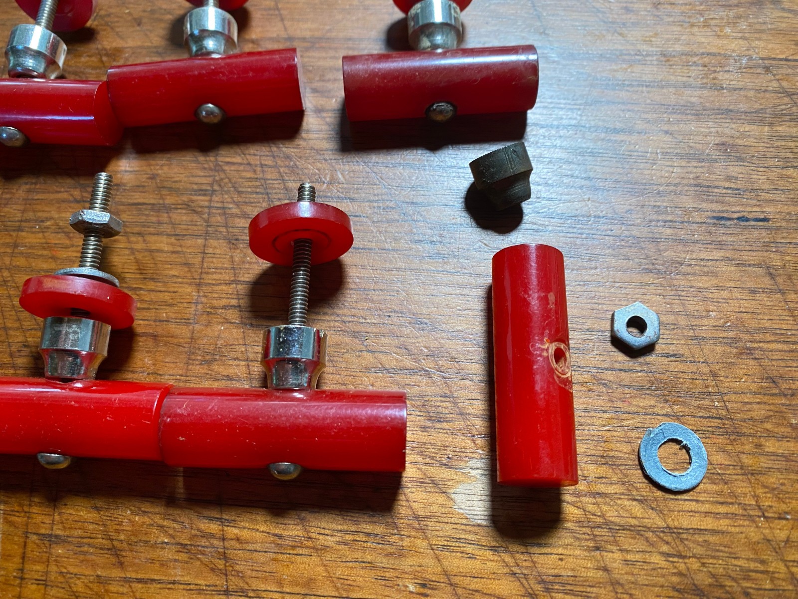 17 Red Bakelite Knobs & 1 Drawer Pull-4”x1/2”