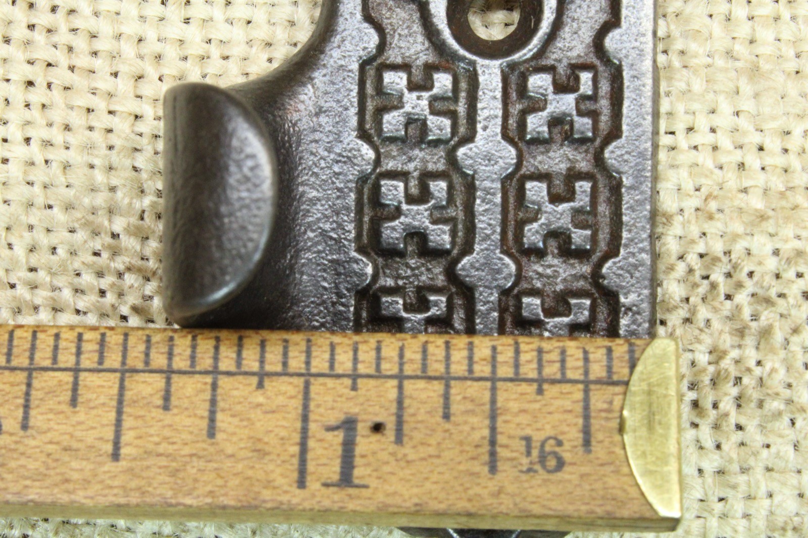 Old Window Sash Lift Pull Restored Cast Iron Eastlake Geometric X Flower Pattern