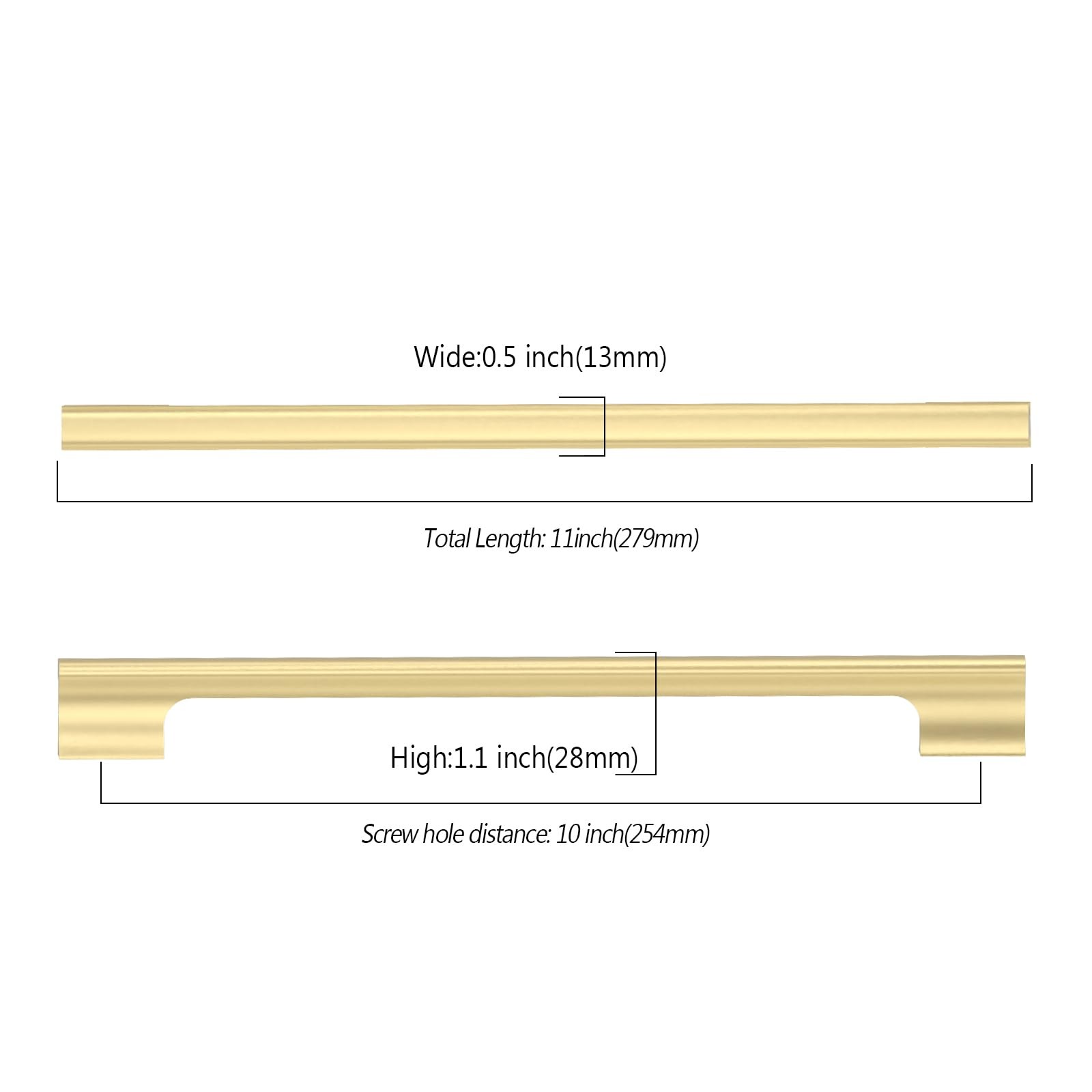 Knoklock 10 Pack 10 Inch254Mm Kitchen Cabinet Handles Brushed Gold Cabinet