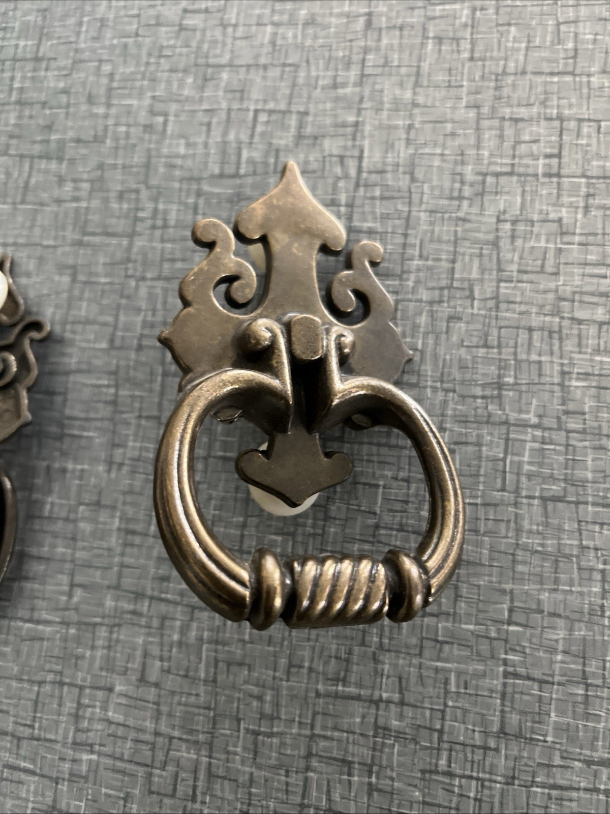 Pair of National Lock Co Spade Tip Colonial Drop Ring Bail Drawer Pulls 4 5/8