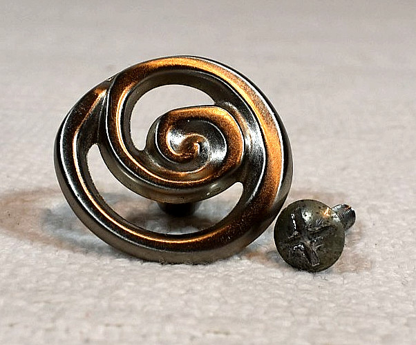 Satin Nickel-Colored, Unique & Fun Round, Swirl-Shaped , 1.25″ Drawer Pulls (11)