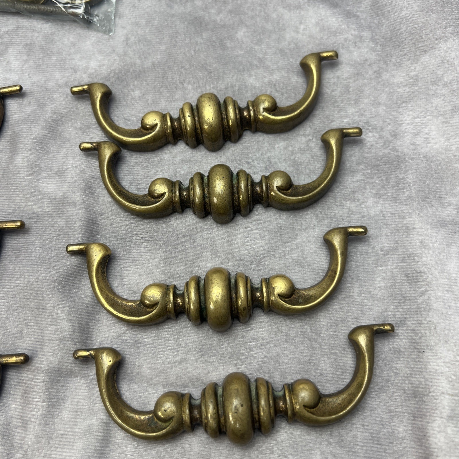 Lot 7 Antique Brass Metal Drop Bail Pulls Drawer Handles Dressers Cupboards B6