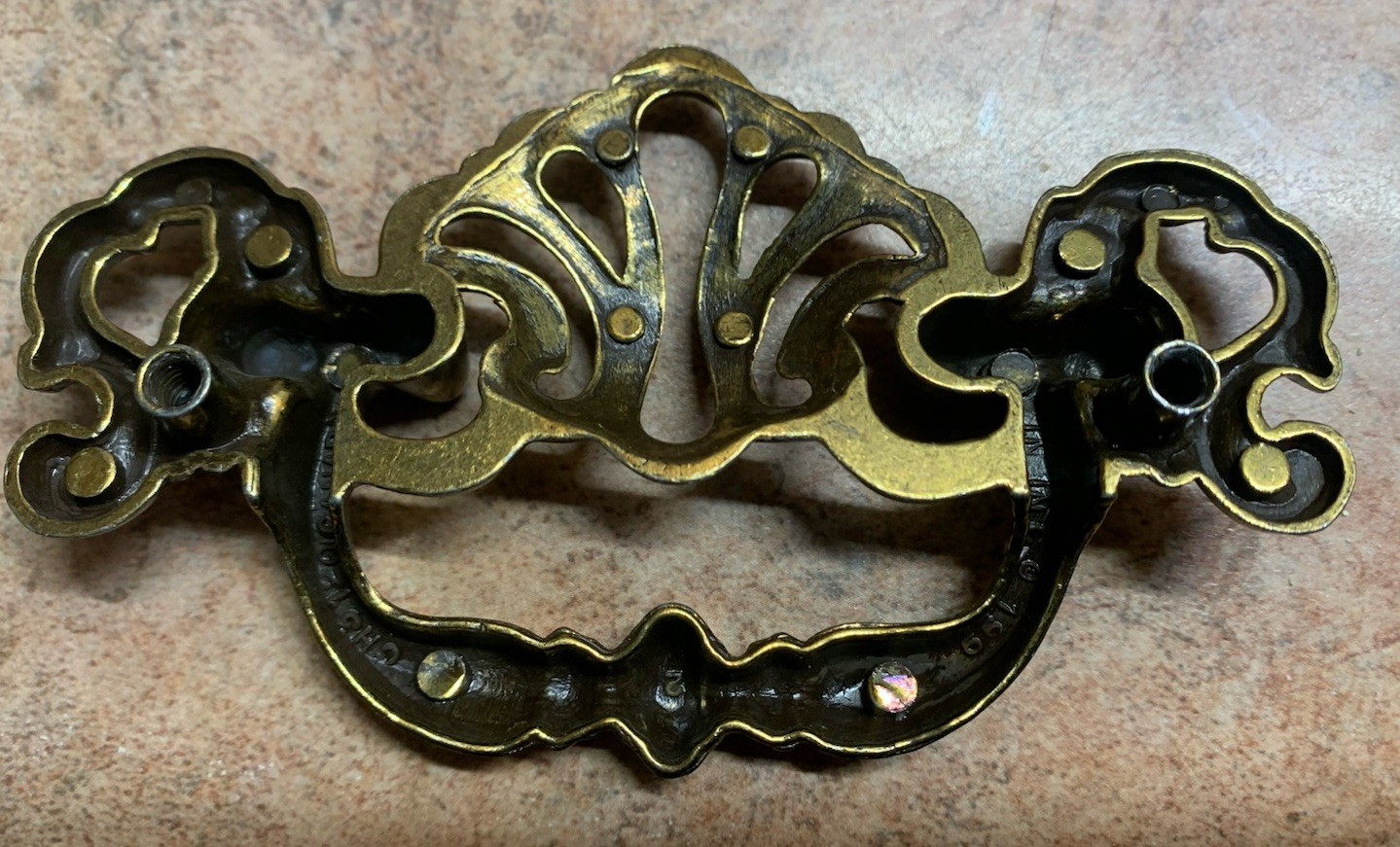 Set Of 4 Chippendale Batwing Ornate Drawer Pulls CH3120 w Screws Vintage