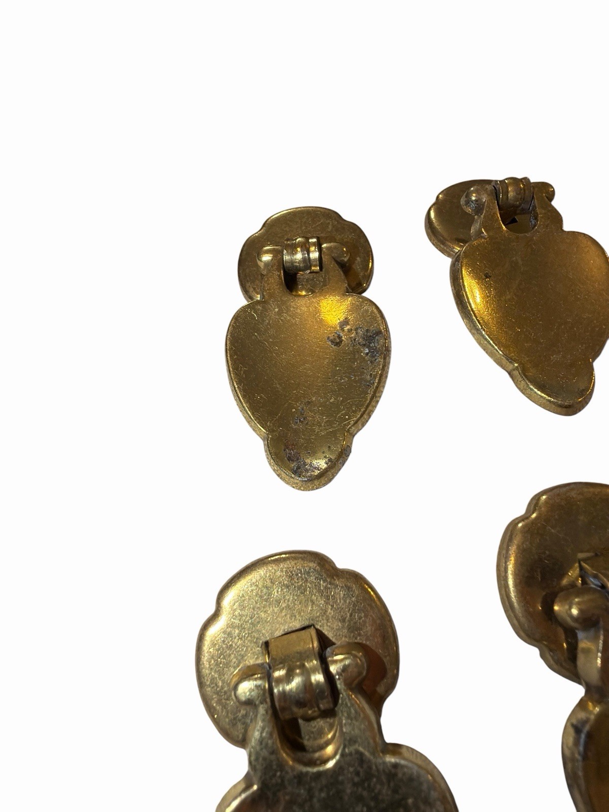4 Total Vintage Brass Drawer Pulls 2 Piece Pendant Hardware Keeler Brass Co 7653
