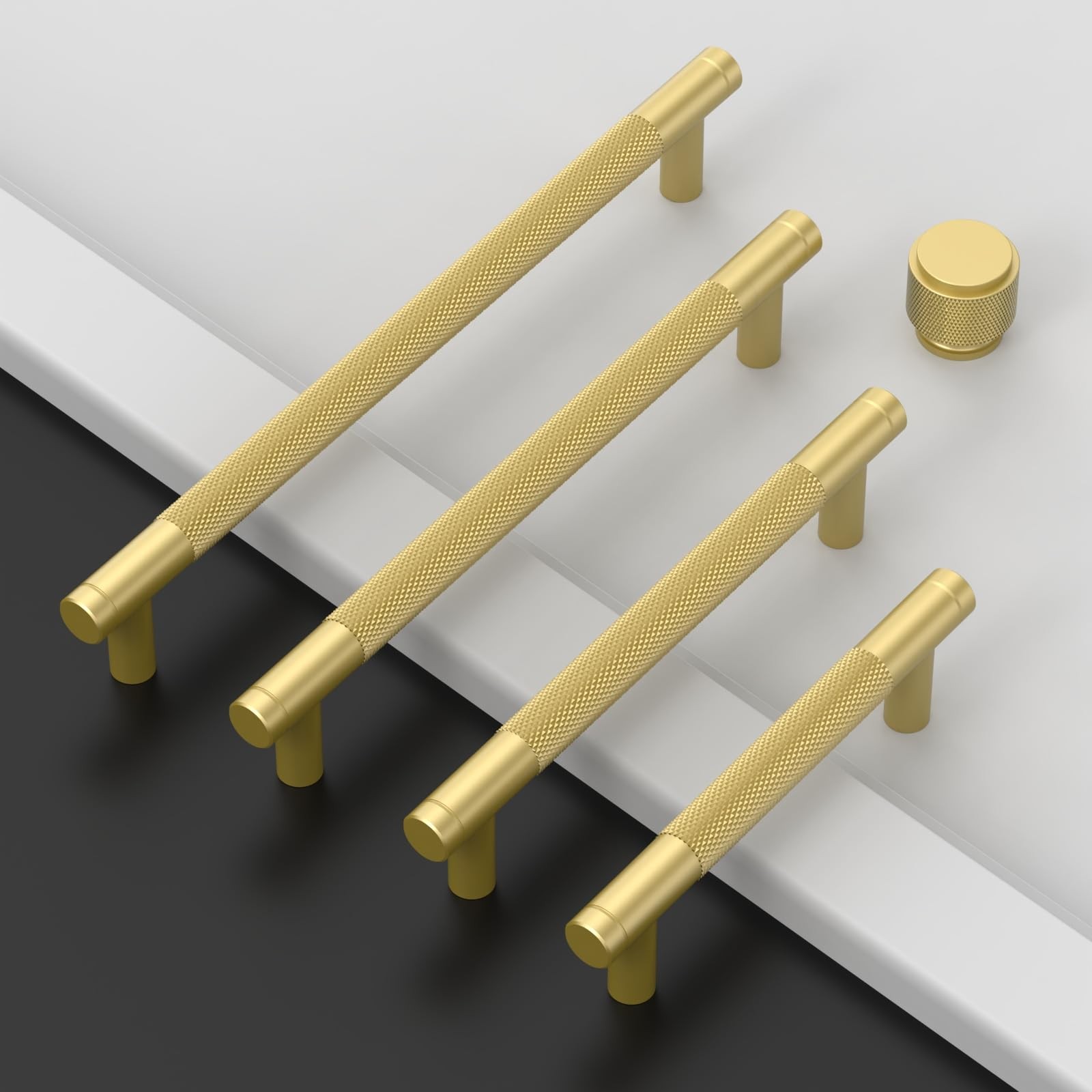 Asidrama 10 Pack 3 Inch76Mm Brushed Gold Kitchen Knurled Cabinet Handles