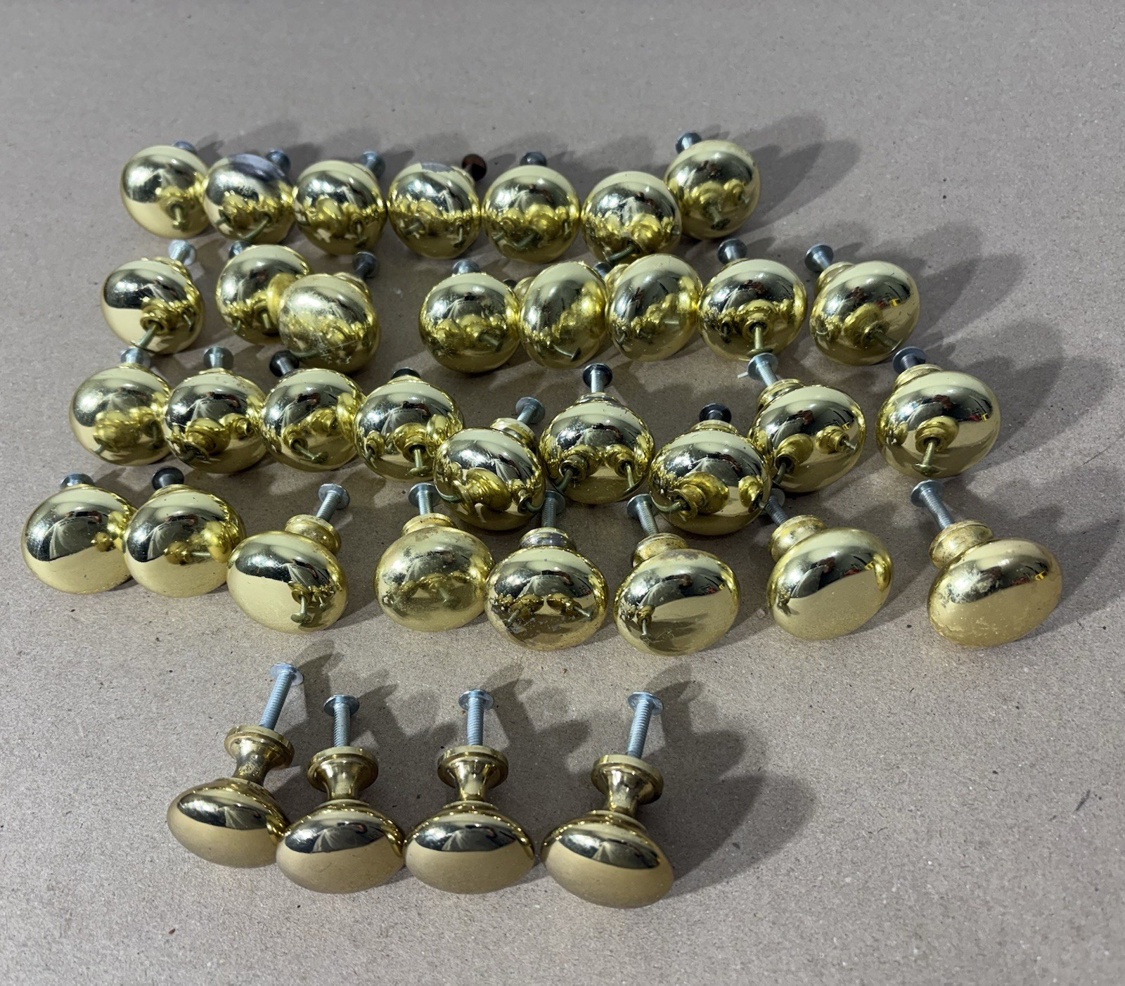 Vintage Brass Door Drawer Cabinet 1” Heavy Round Knob Lot W/Screws Furniture