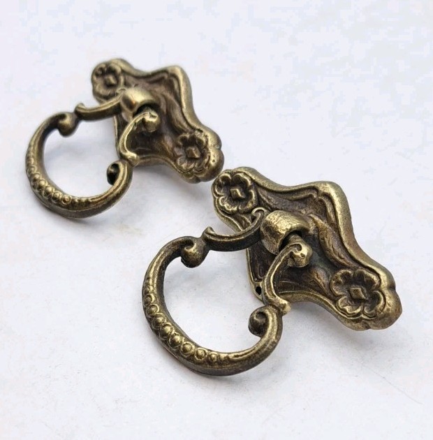 Antique Drop Handles Drawer Pulls Door Dresser Vintage Furniture Hardware Pair