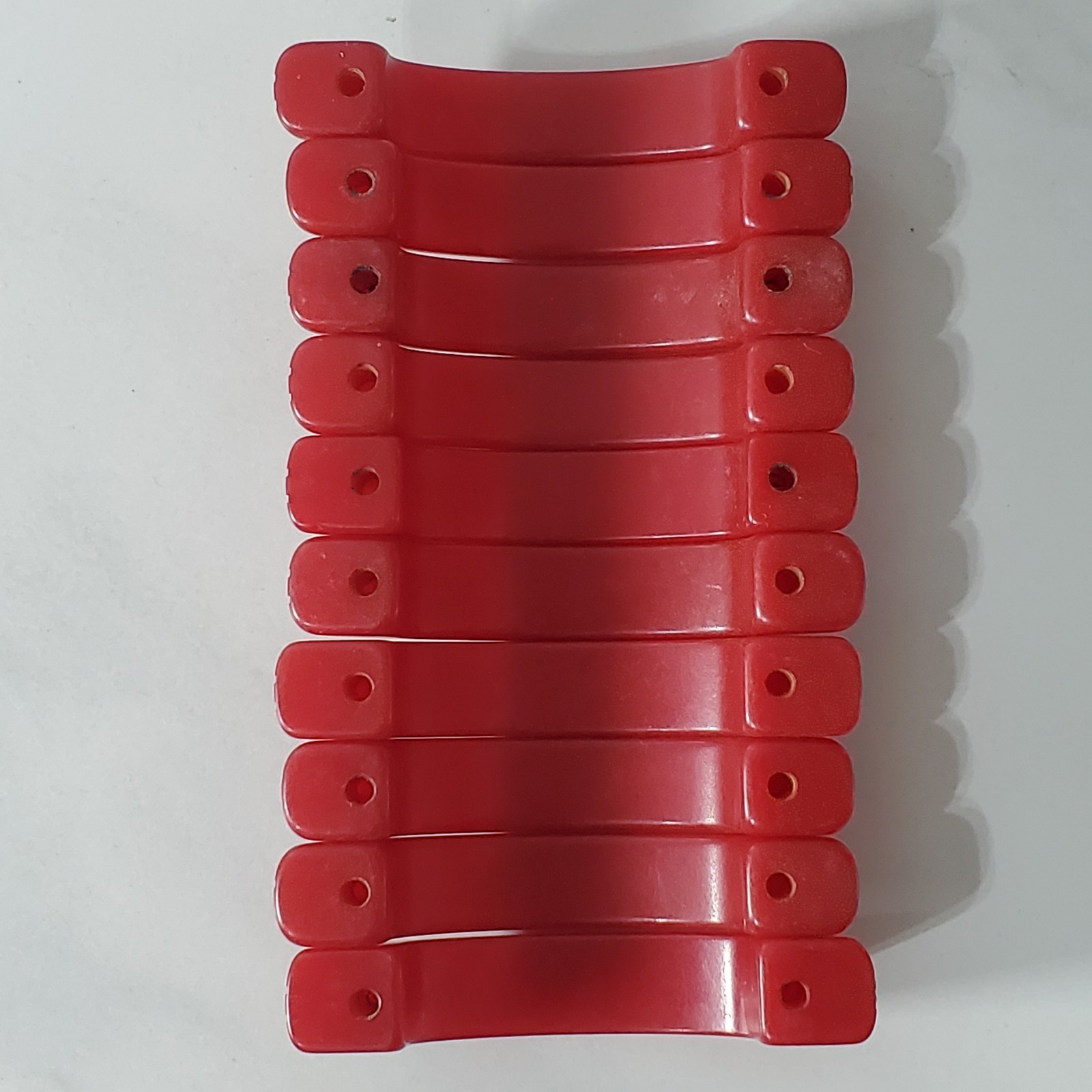 Bakelite Cherry Red White Stripe Art Deco Drawer Pull Cabinet Handle Set of 10