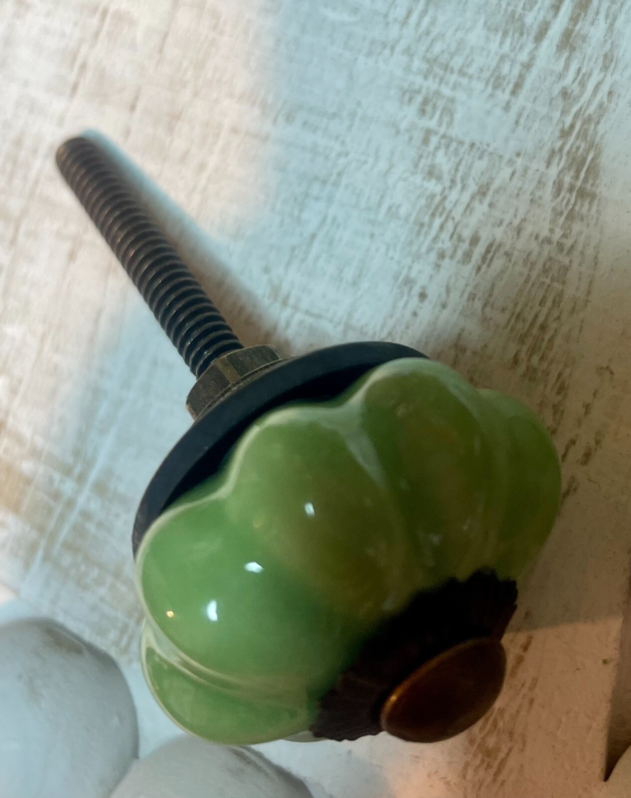 Antique Ceramic Gold Bronze Drawer Pulls Green Flower Door Kitchen Cabinet Knob