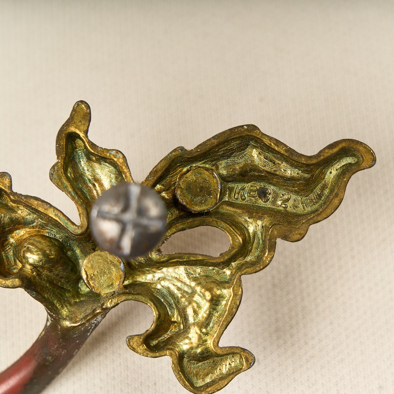 Vintage French Provincial Dresser Drawer Pull Keeler Brass Co N4576 3″ Spacing