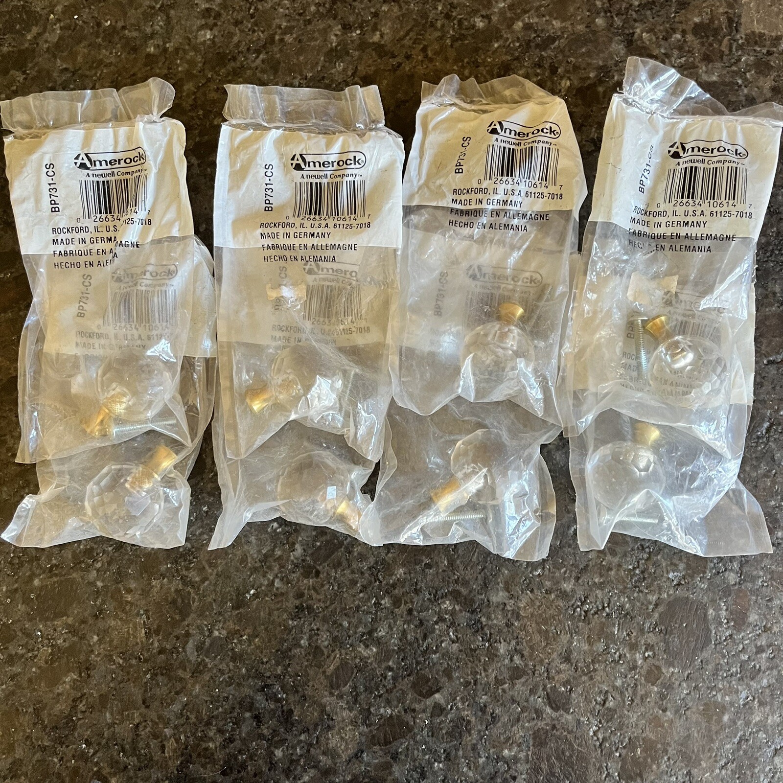 8 NIP Crystal Faceted Drawer Pulls Amerock 1 3/16” Made In Germany Cabinet Knobs