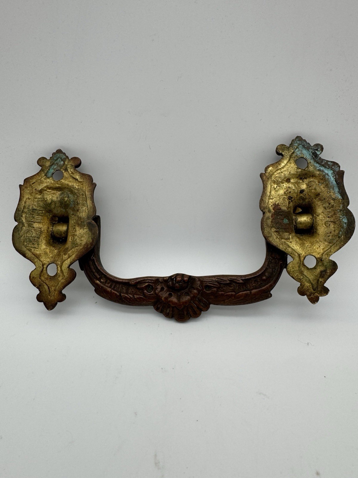 Antique French Drawer Pull L. PINET Brass Drawer Handle