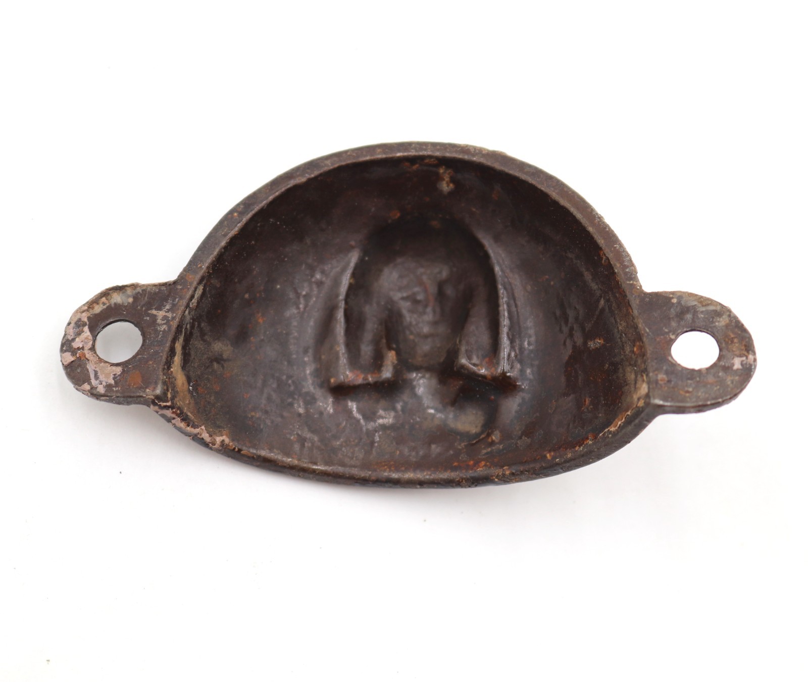 Antique 3.5 in. Black Cast Iron Victorian Figural Bin Pull