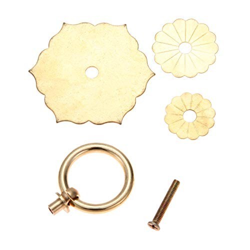 Antique Ring Pulls Brass Hexagonal Flower Drop Knobs for Cabinet Drawer Dresser