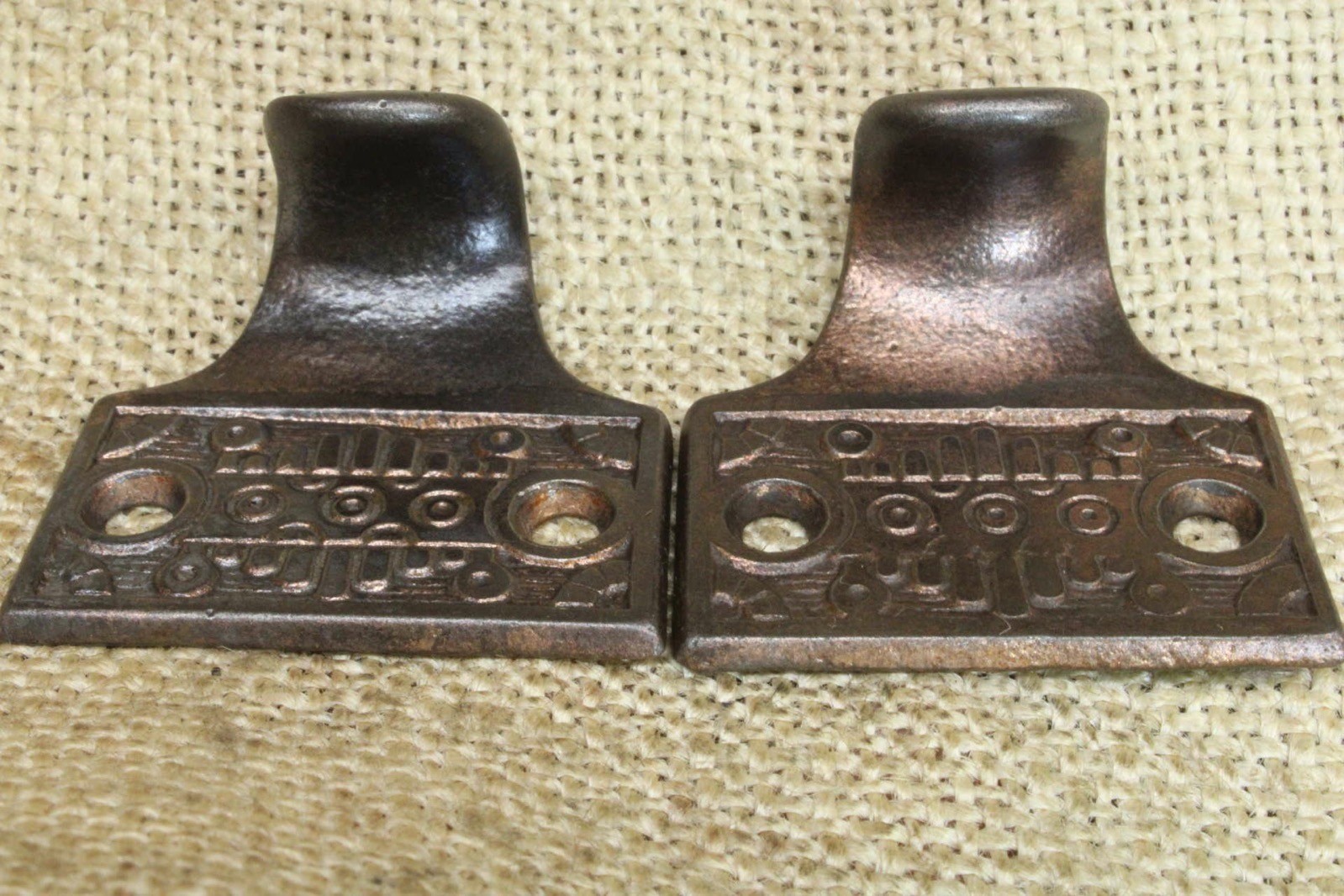 2 Old Window Sash Lifts Pulls Cast Iron light Copper Bronze Victorian Windsor