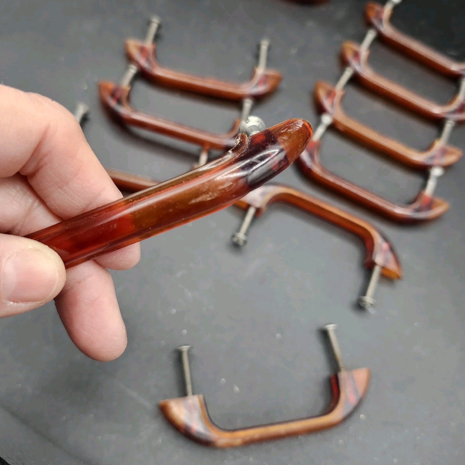 Vintage Art Deco Amber Bakelite Drawer Pull 1930s/40s 3 1/8″OC