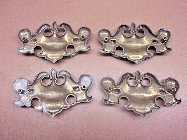 Lot of 4 Antique Brass Drawer Pulls w/Bail Drop Handles Bas Relief Great LQQK!