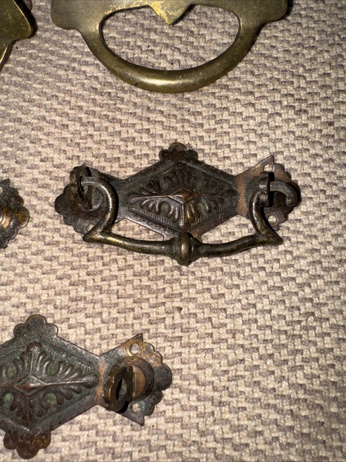 Lot of 9 Antique Dresser Drawer Pulls Handles Brass Bronze & Bronze Tone “1812”