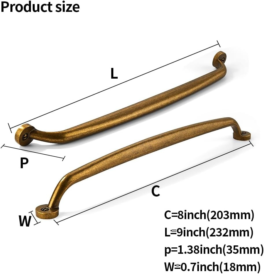 2 Pack 8 Inch Hole Center Antique Brass Vintage Aged Old Cabinet Pulls – Heavy D