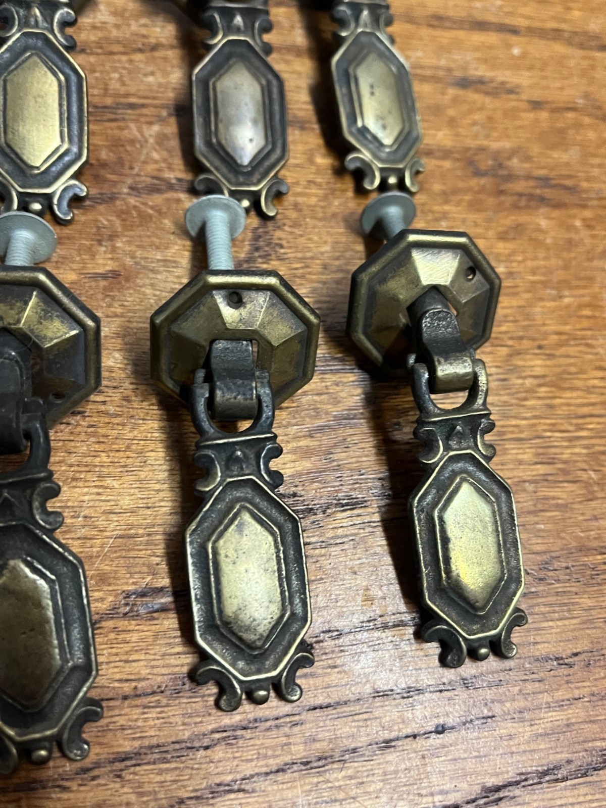 13 Vintage Art Deco Waterfall Dresser Drawer Pulls Brass Furniture Hardware