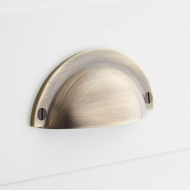 Signature Hardware Rustic Style Brass Traditional Cup Pull – Antique Brass