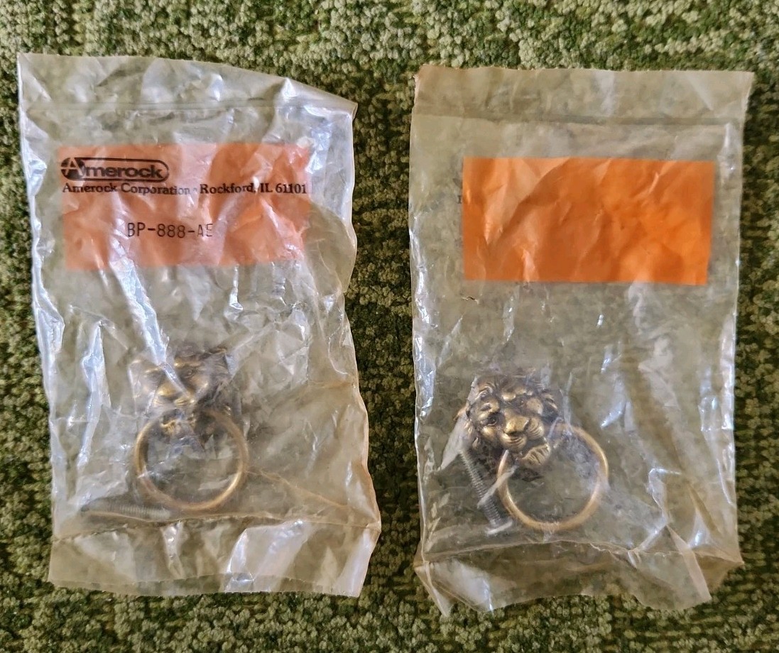 Amerock Lion Head Drop Ring Pulls BP888-AE Lot Of 2 Still Sealed
