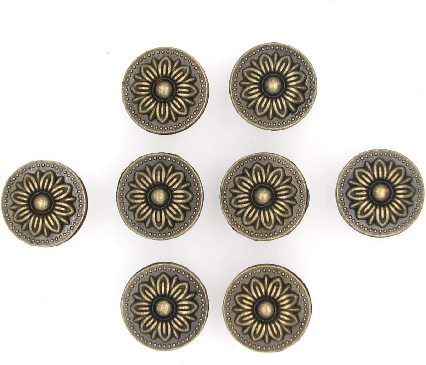 8 PCs Vintage Antique Brass Knobs Handles Pulls with Flower Pattern for Cabinet