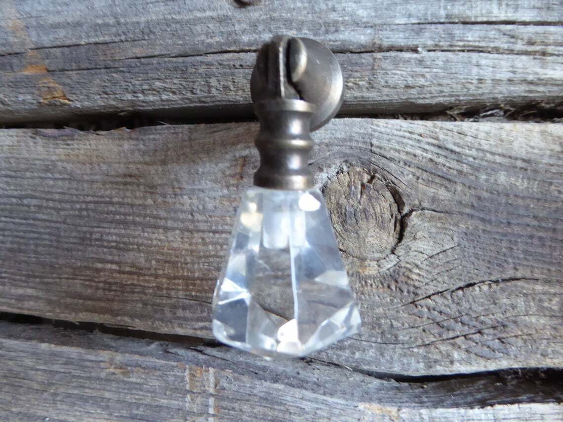 Antique Brass Drawer Pulls Handles Teardrop Glass Kitchen Cabinet Knobs Vintage