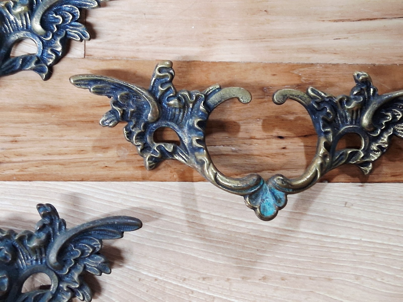 Lot Of 4 Vintage German Ornate Brass Drawer Pulls