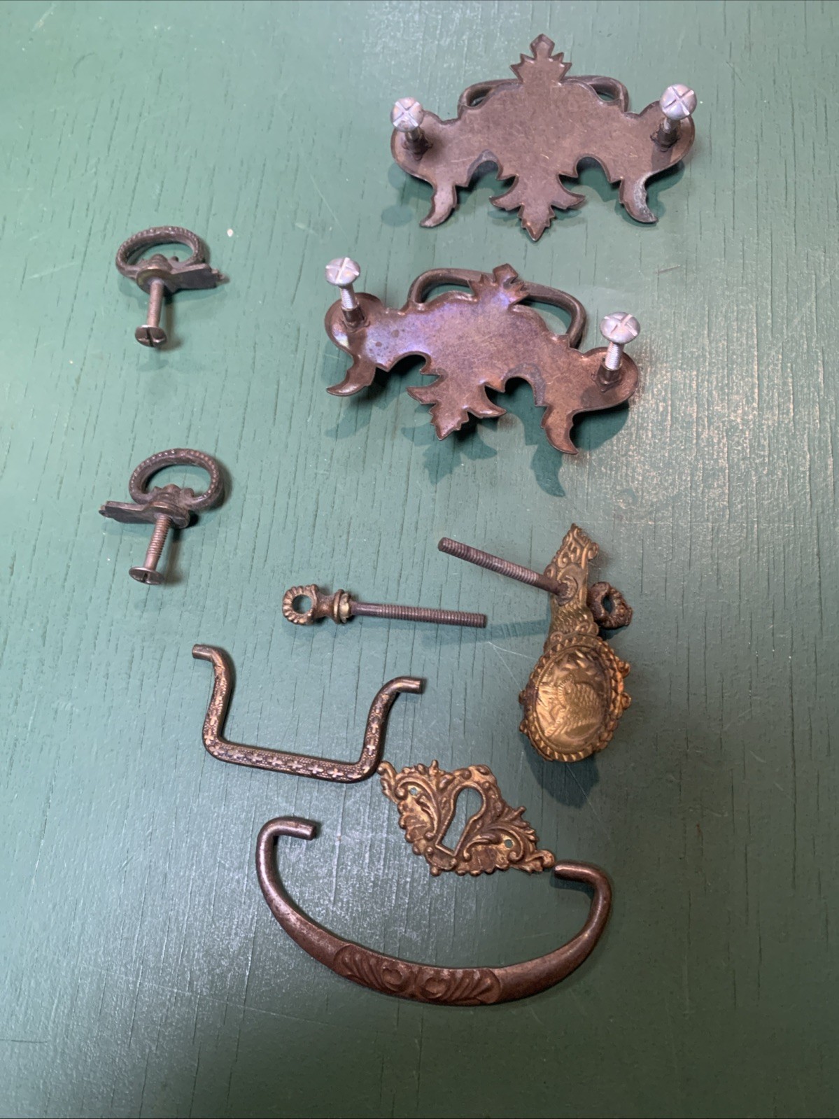Mixed Lot Antique/Vintage Hardware Furniture Drawer Backplates Metal Brass 8 Pcs