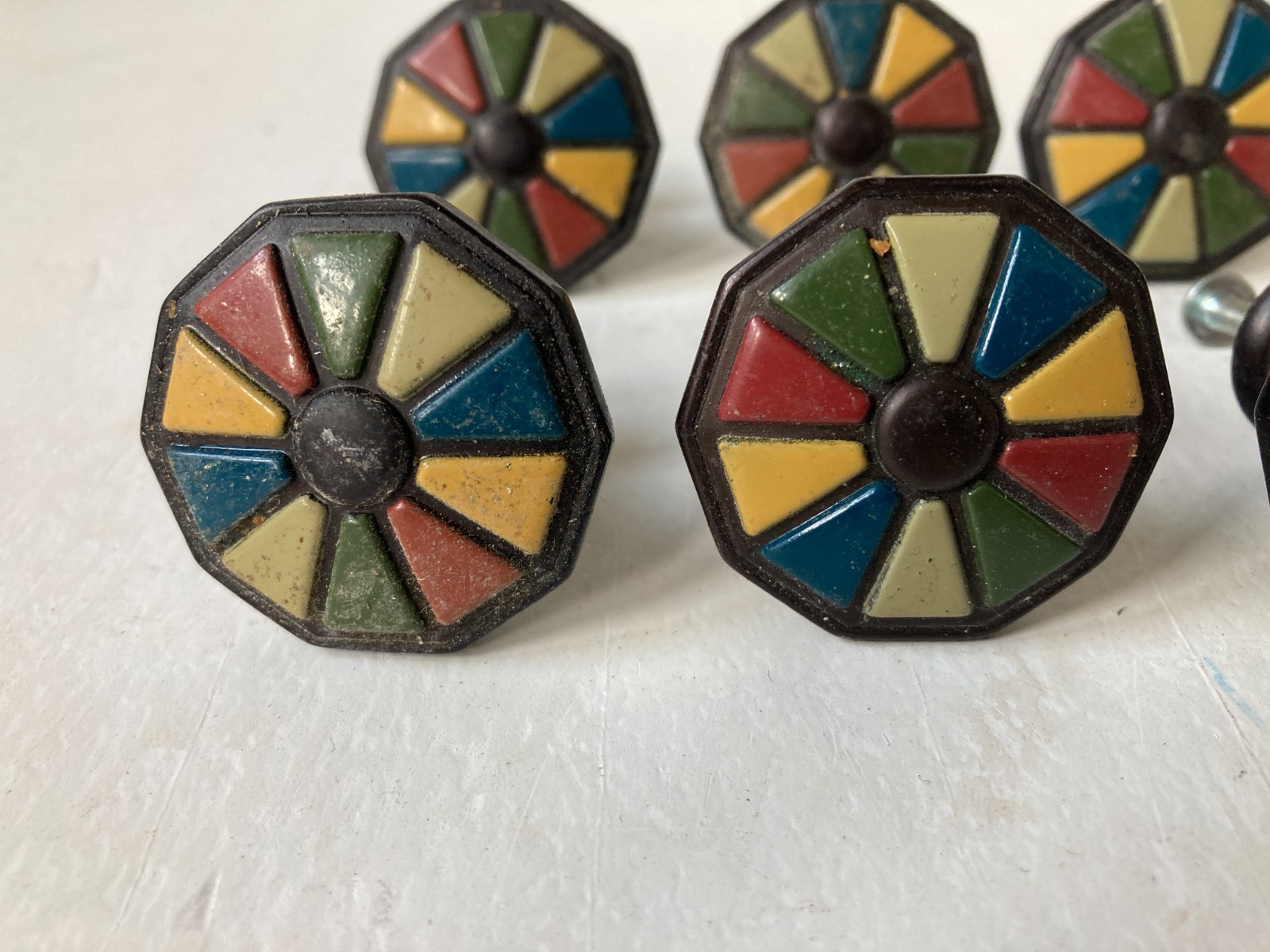 1-1/2 inch Natural Mosaic Knob Lot of 6 Art Deco Style Liberty Hardware