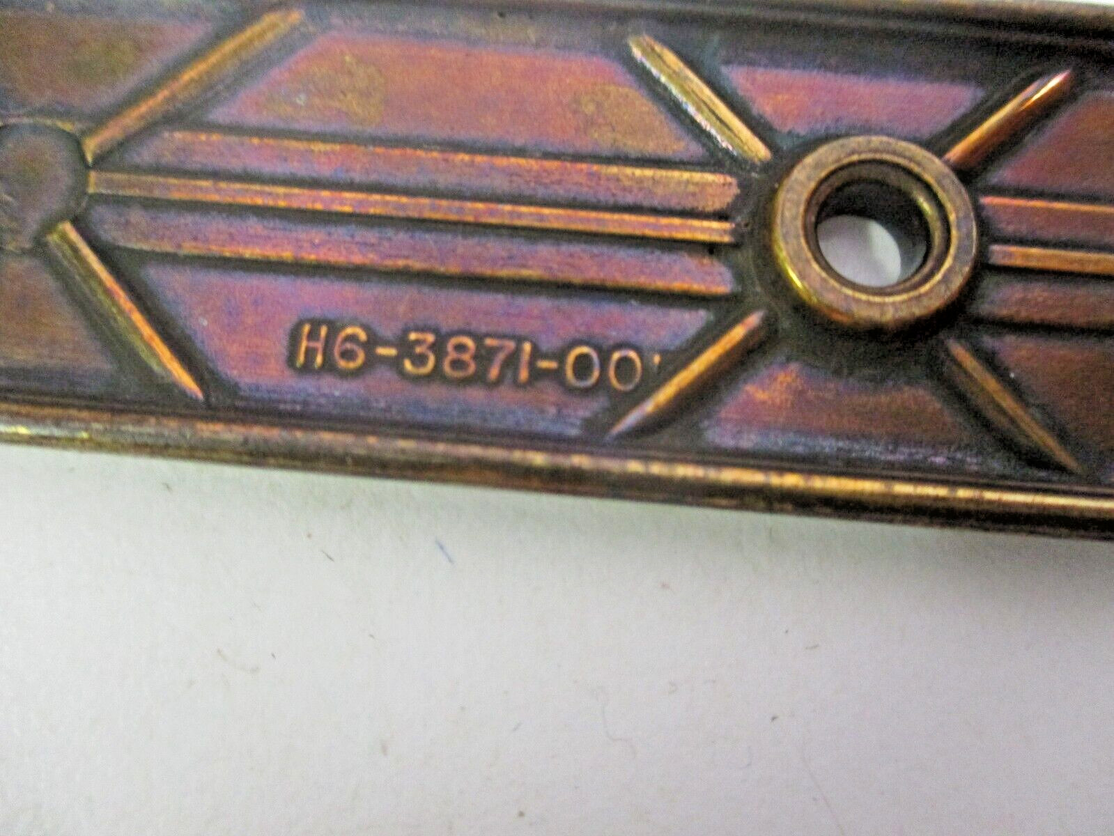 Amerock H6-3871 Aged Tarnished Dark Brass Pull Handle Backplate 3″ Centers Vtg