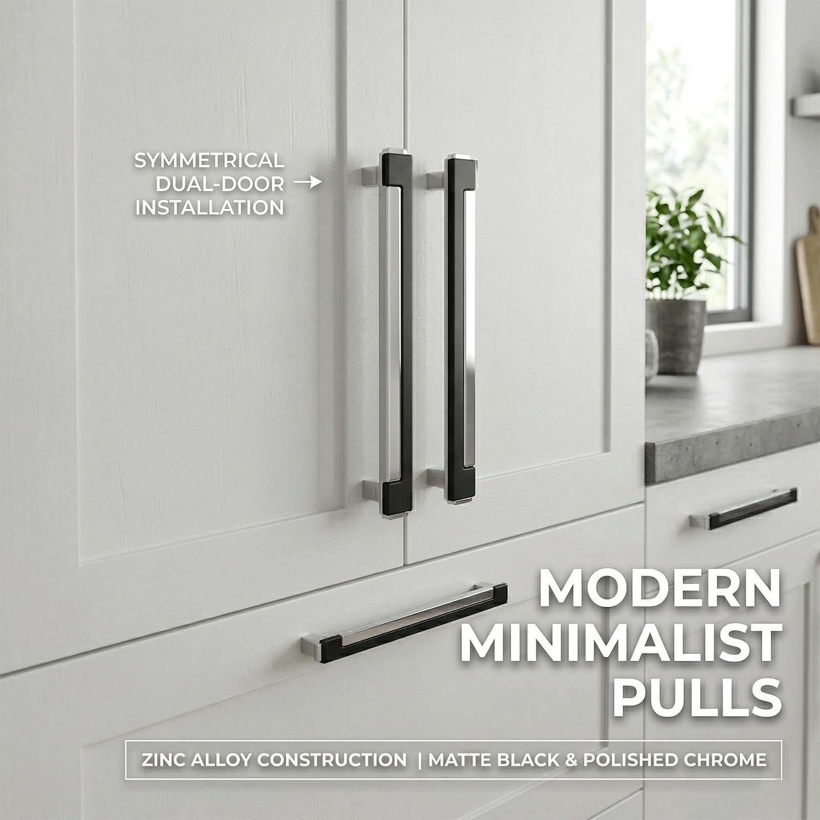 10 Pack Black Silver Cabinet Pulls & Handles, 5 Inch Hole Center | Smooth gri…