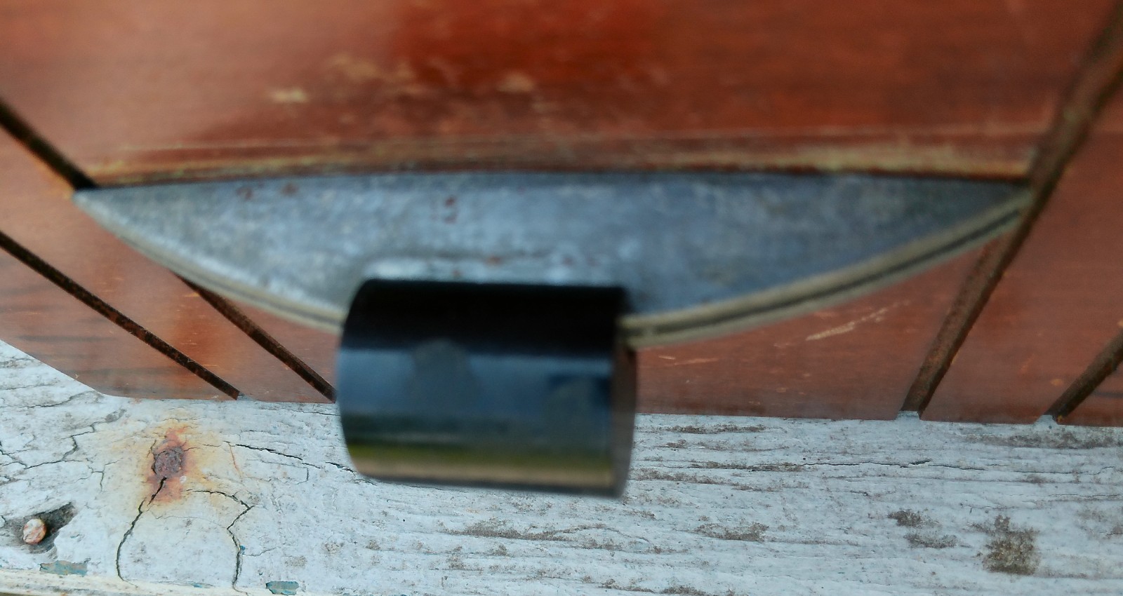 Set of 3 Vintage Metal Black Bakelite? Drawer Pulls Deco MCM