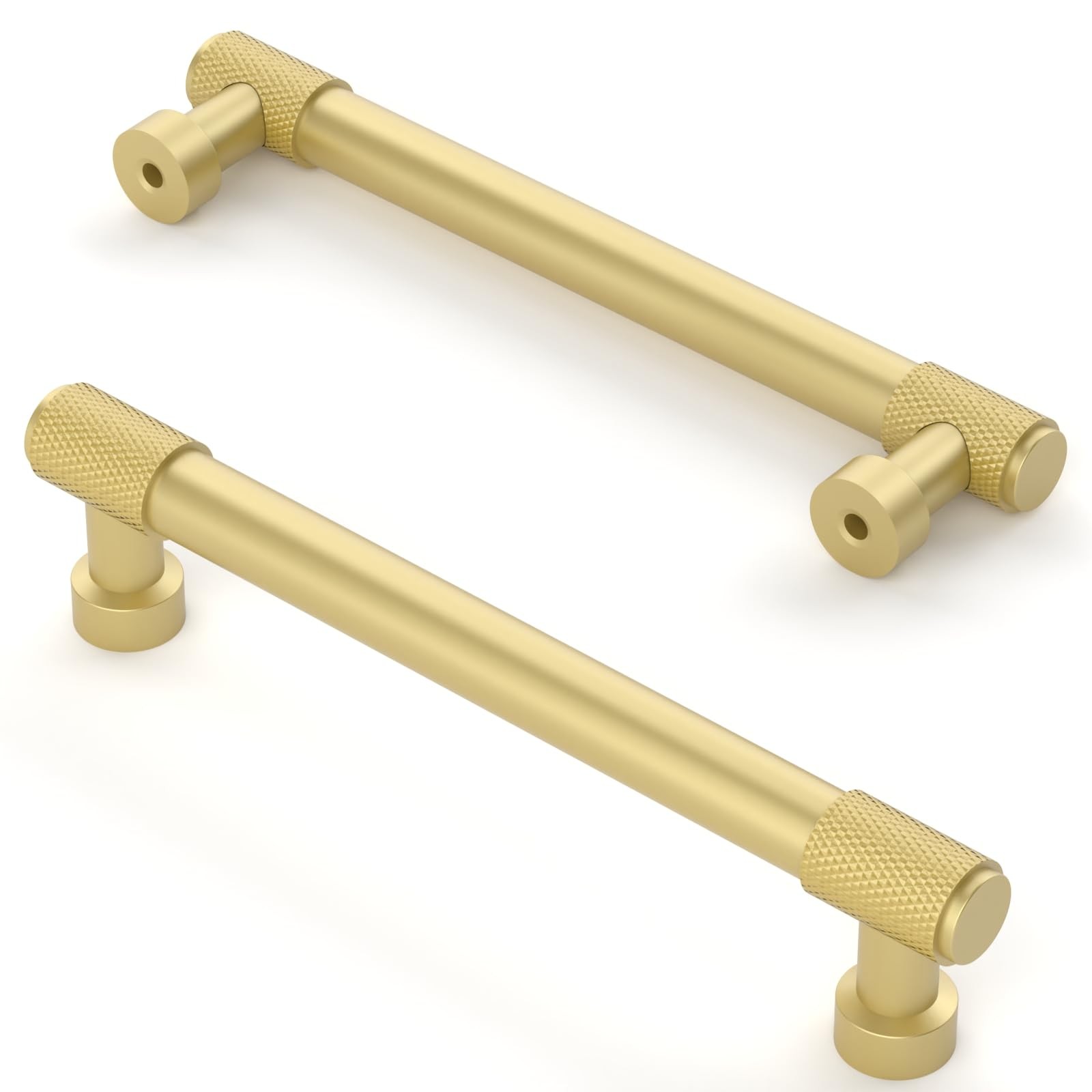 Asidrama 10 Pack 5 Inch128Mm Brushed Gold Cabinet Pulls Knurled Cabinet Handles