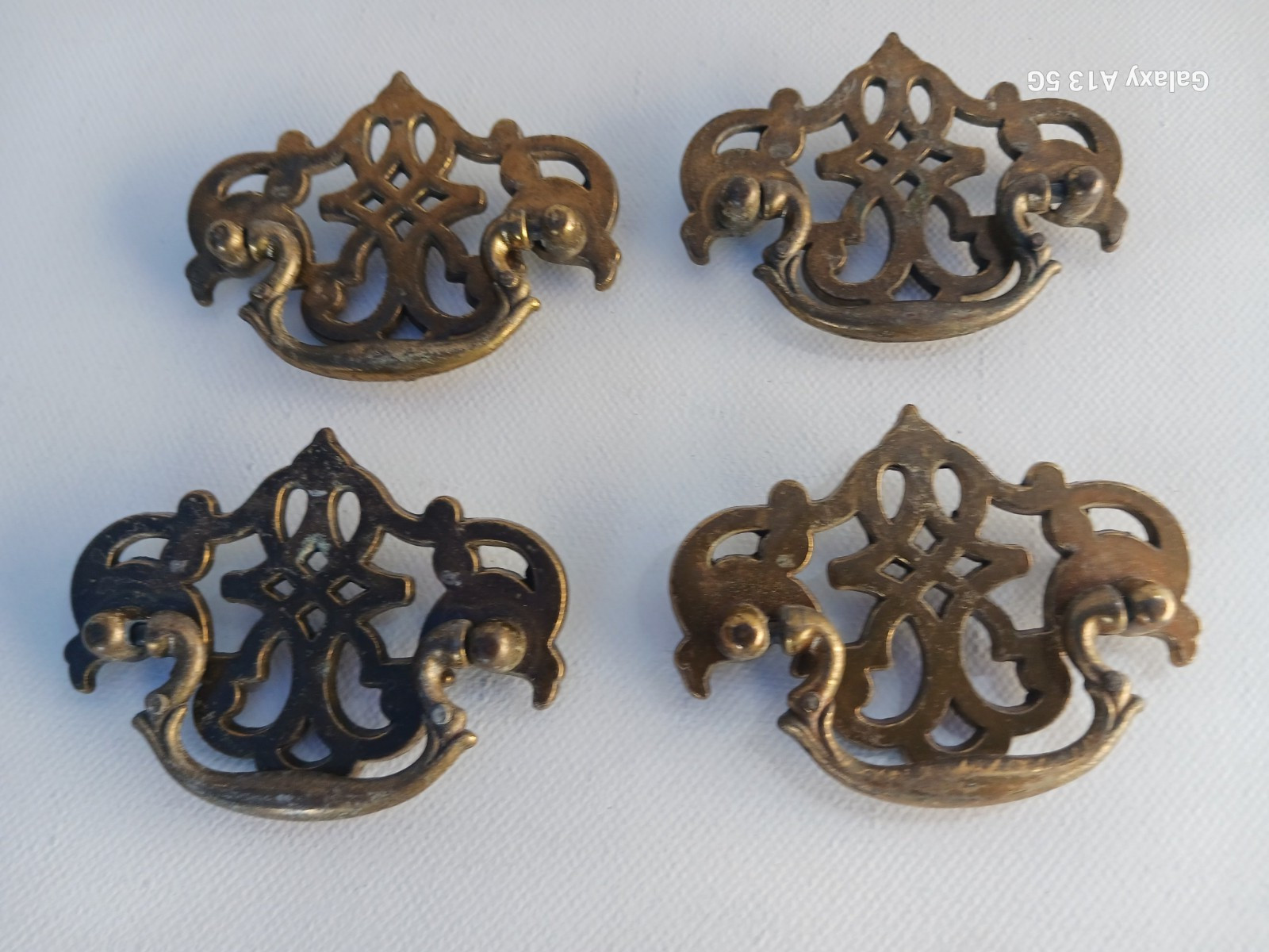 Vintage KBC Keeler Brass Batwing Chippendale Drawer Handle Pull Set of 4