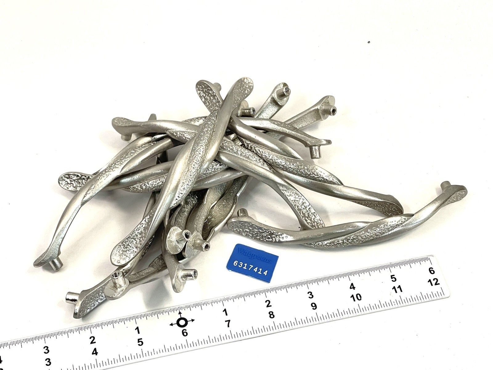 KBC Vintage Drawer Pull Fixed Handle Hammered Nickel Twist 5.15″ OCB lot#7414
