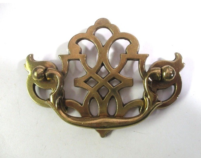 Belwith Chippendale Drawer Drop Bail Pull Handle Brigh Polished Brass 3″ Centers