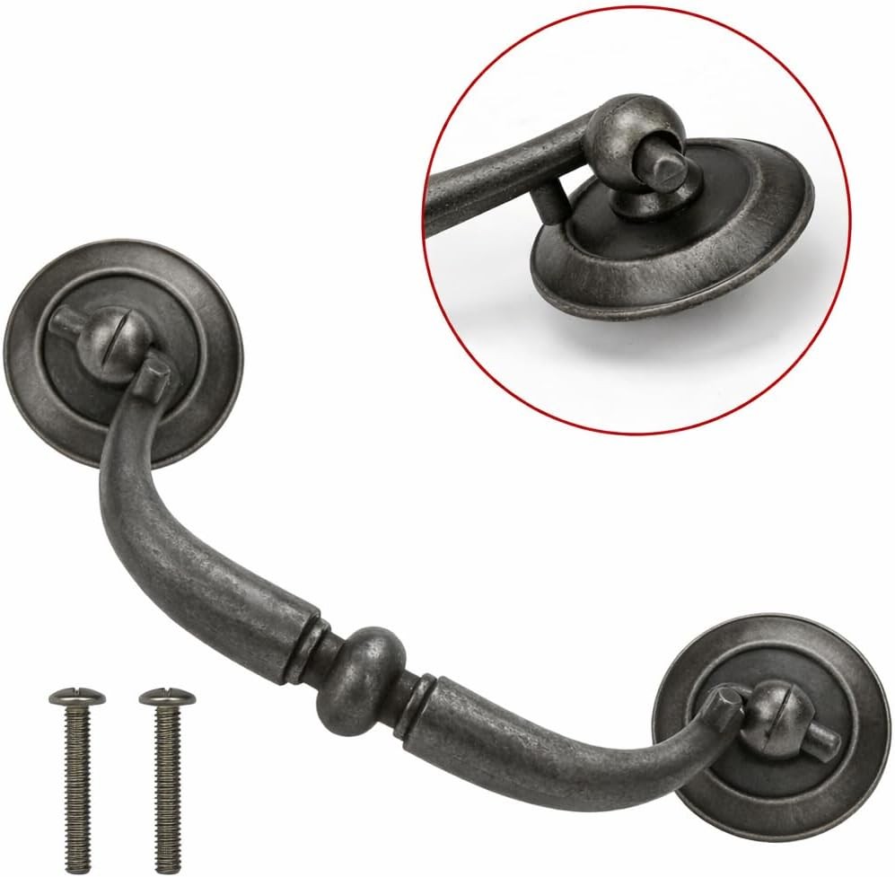 3.25 Inch Vintage Style Drop Bail Drawer Pull Antique Dark Brass Cabinet Handle