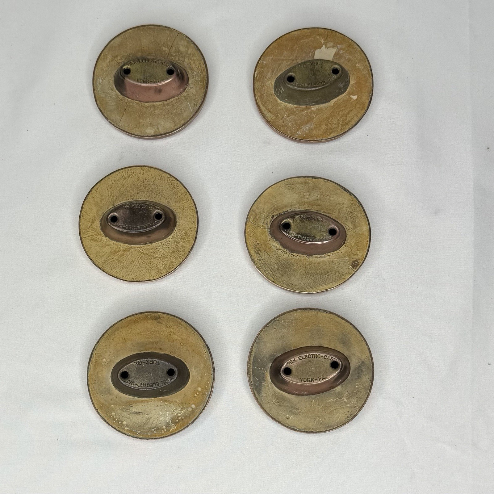 Antique Art Deco Copper Furniture Pulls Set Of 6 Marked Repurposed Gorgeous