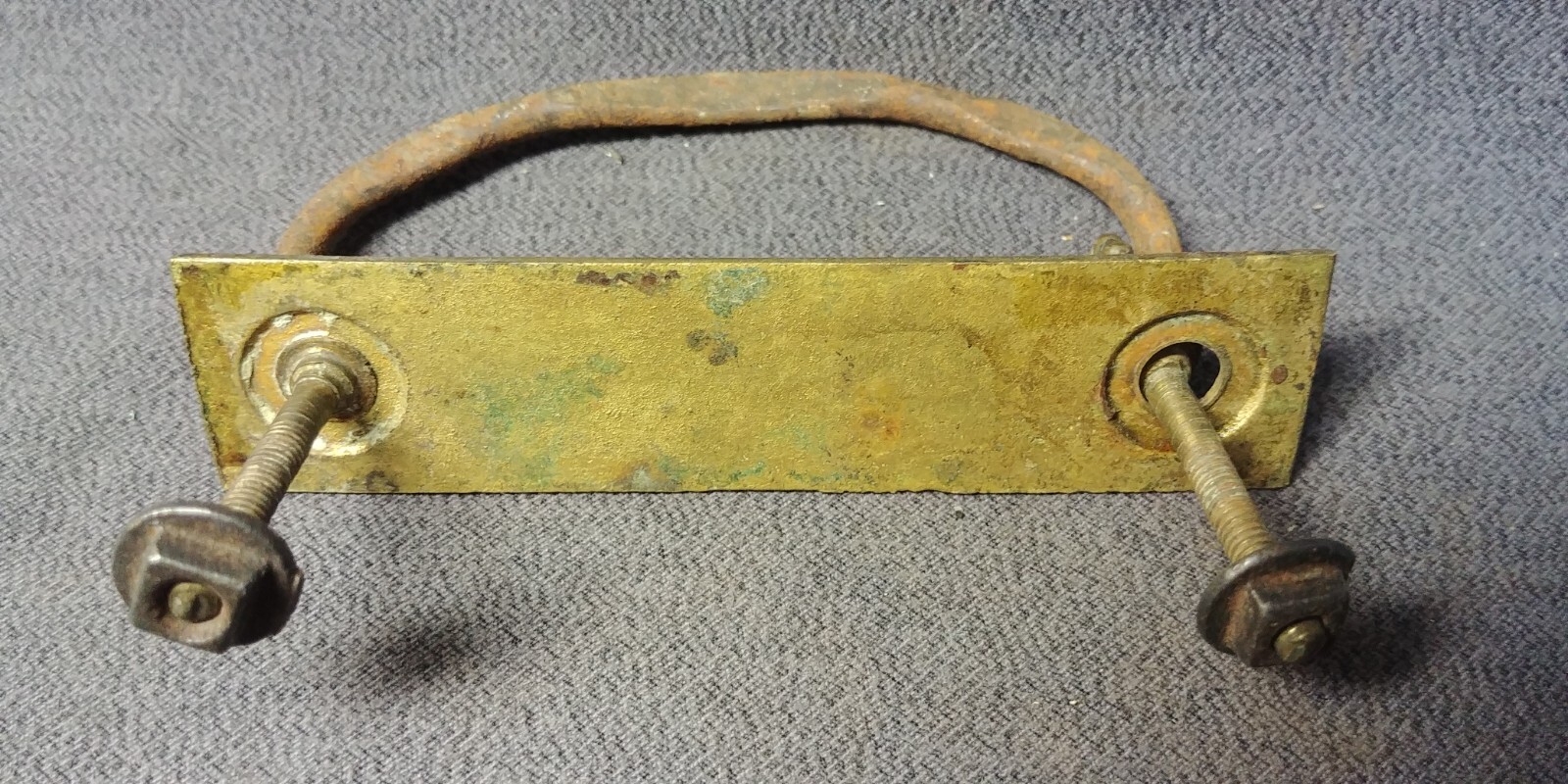 Victorian Square Solid Brass Back Iron Bail Drop Handle Furniture Pull Hardware