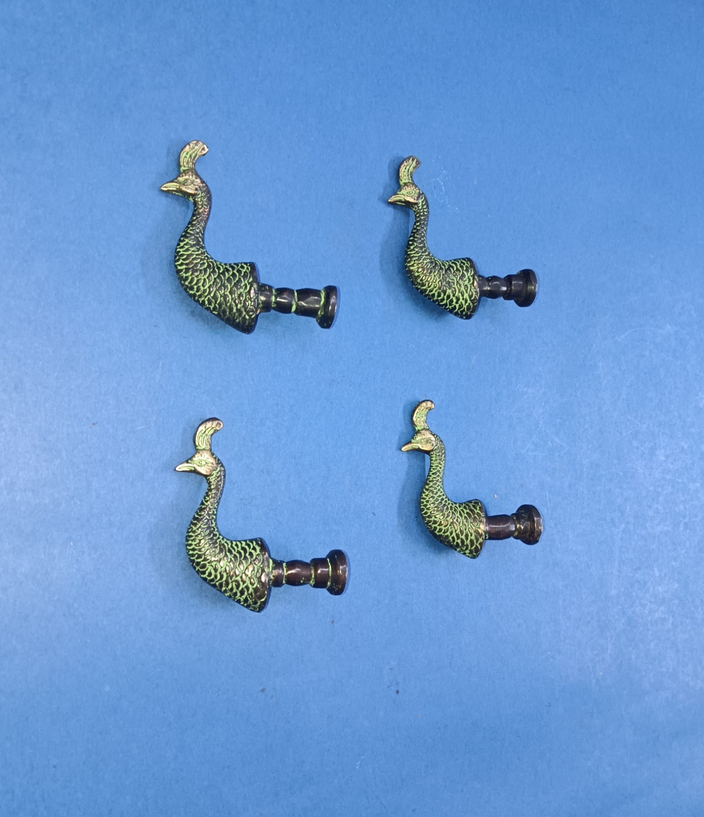 Turkey Bird Head Design Drawer Knob Brass Peacock Pull Set of 04 Pieces GTX