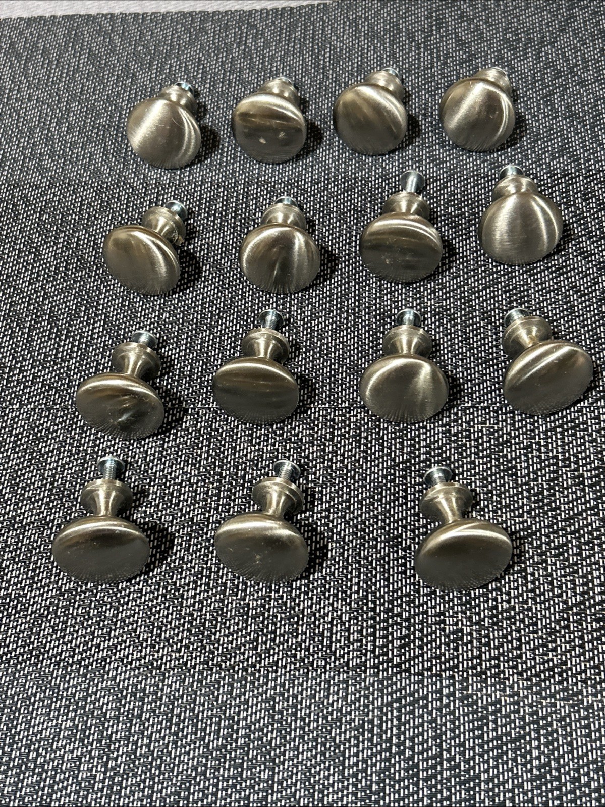 15 Solid Metal Knobs Approx 1 – 3/16” Diameter Brushed Nickel Heavy Duty
