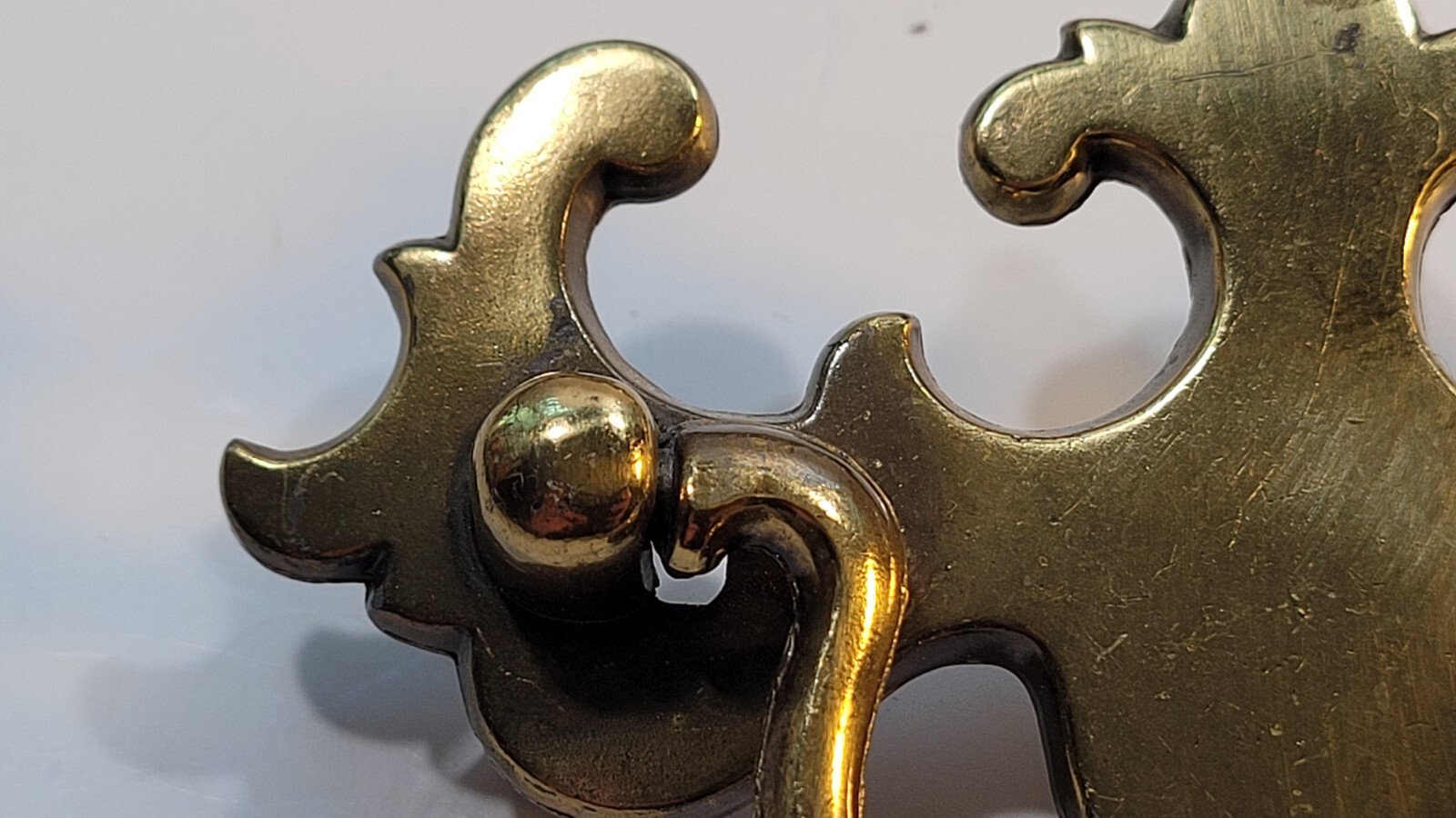 Vintage Brass Drop Bail Pull Handle Drawer w Bolts 2.5 inches between bolts