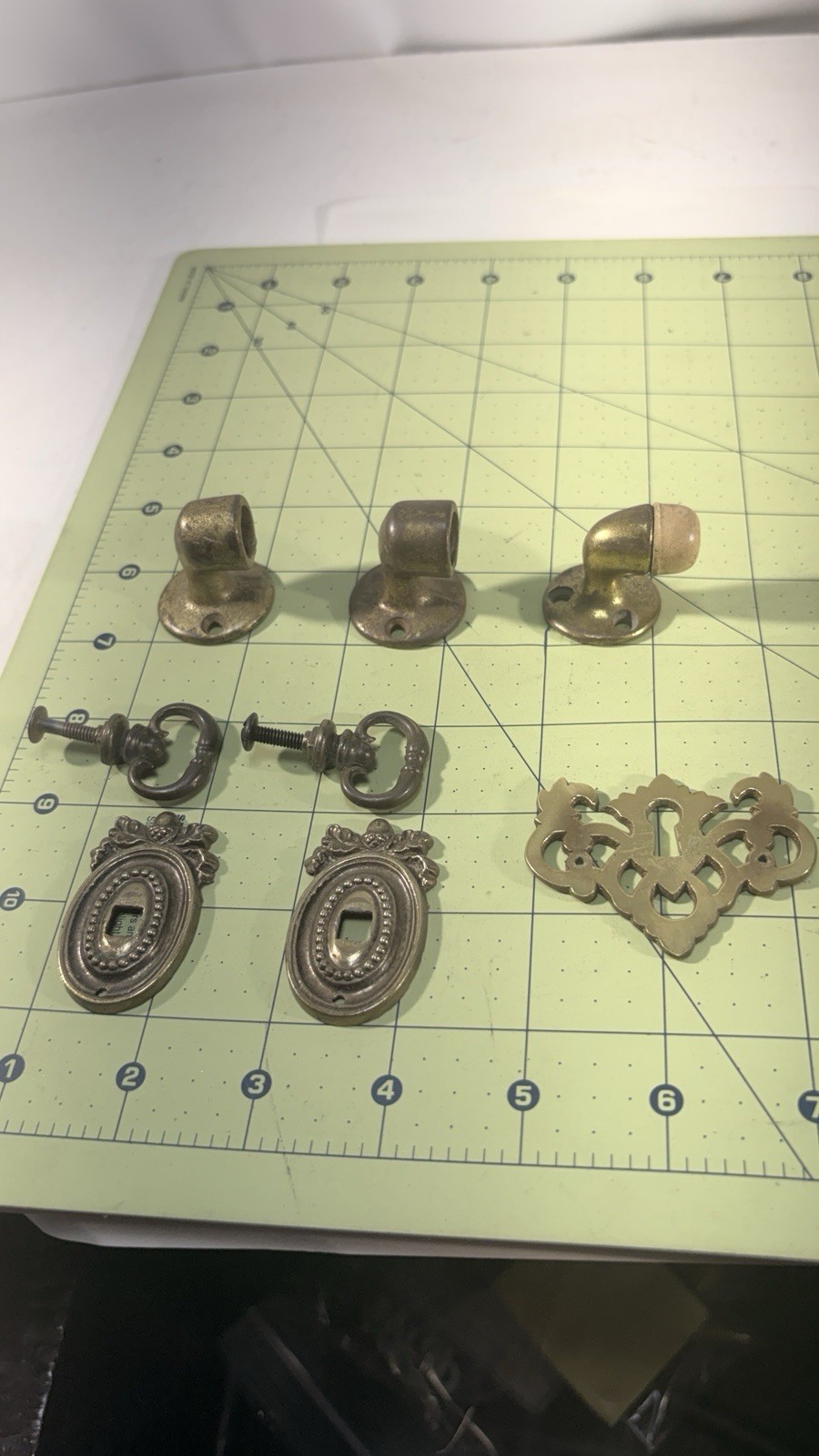 Lot Antique Furniture Pulls Escutcheons Floor Stops Hardware T