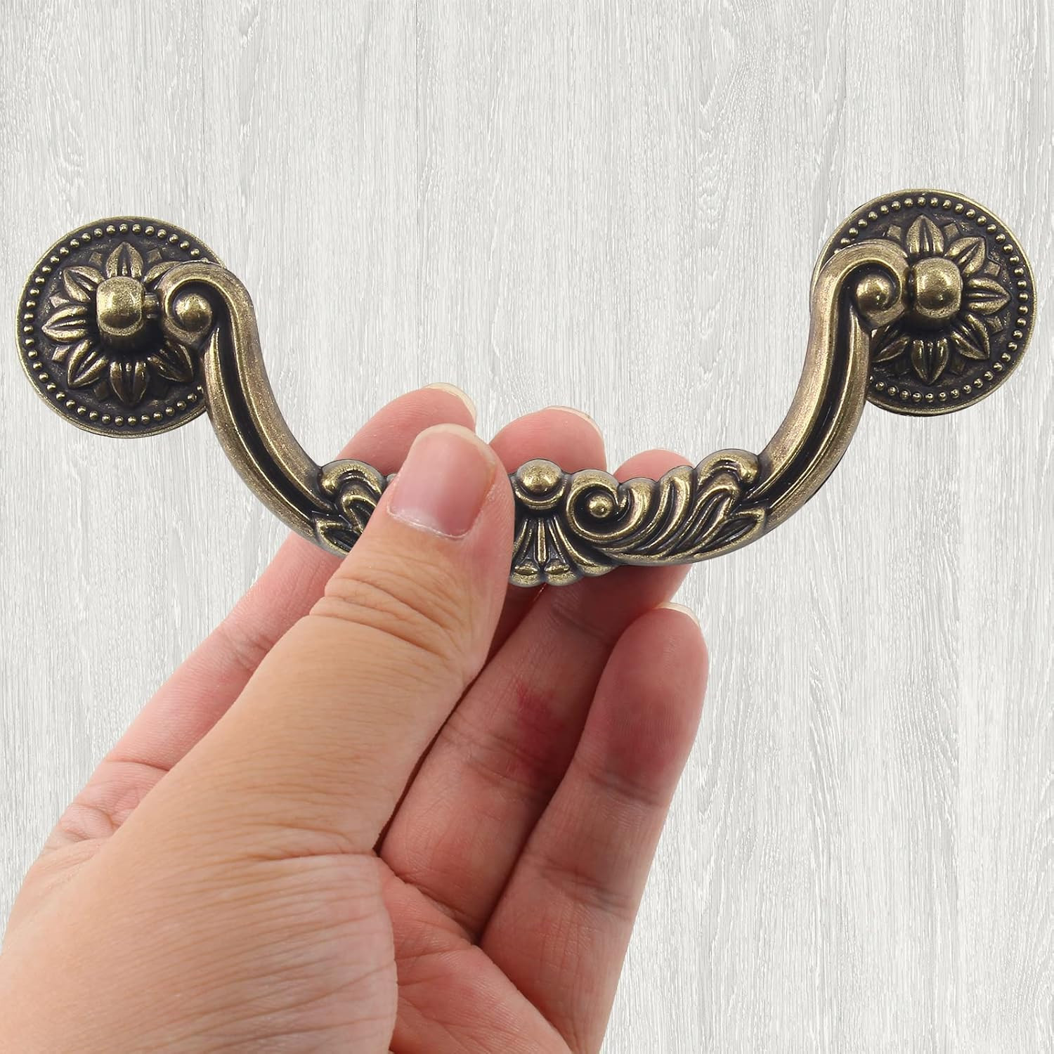 6PCS Antique Drop Bail Pulls, 5 Inch Hole Center Shabby Chic Drawer Pulls Vintag
