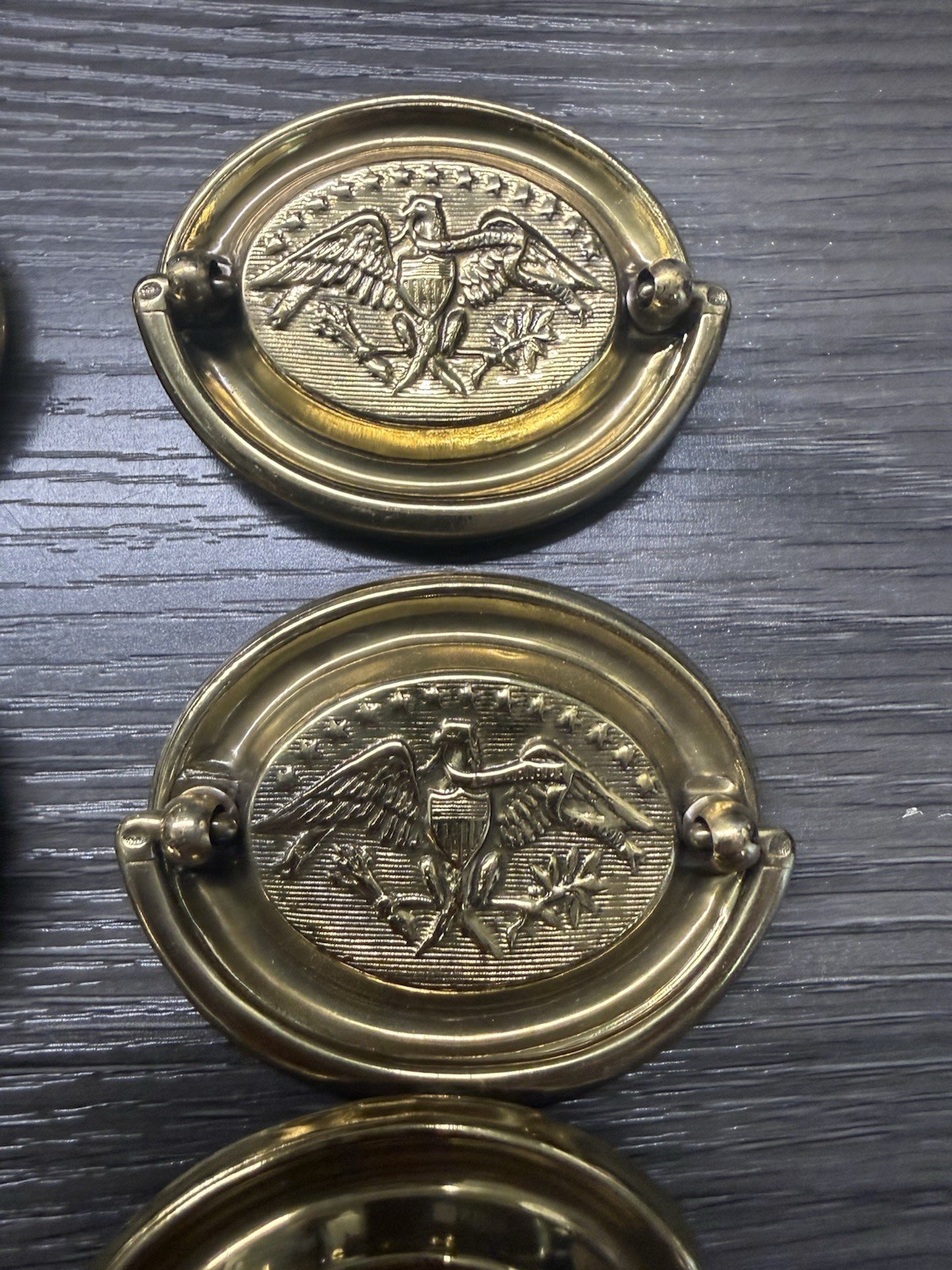 8 RARE Keeler Brass HEPPLEWHITE AMERICAN OVAL EAGLE Drawer Pulls Handles NOS (3)