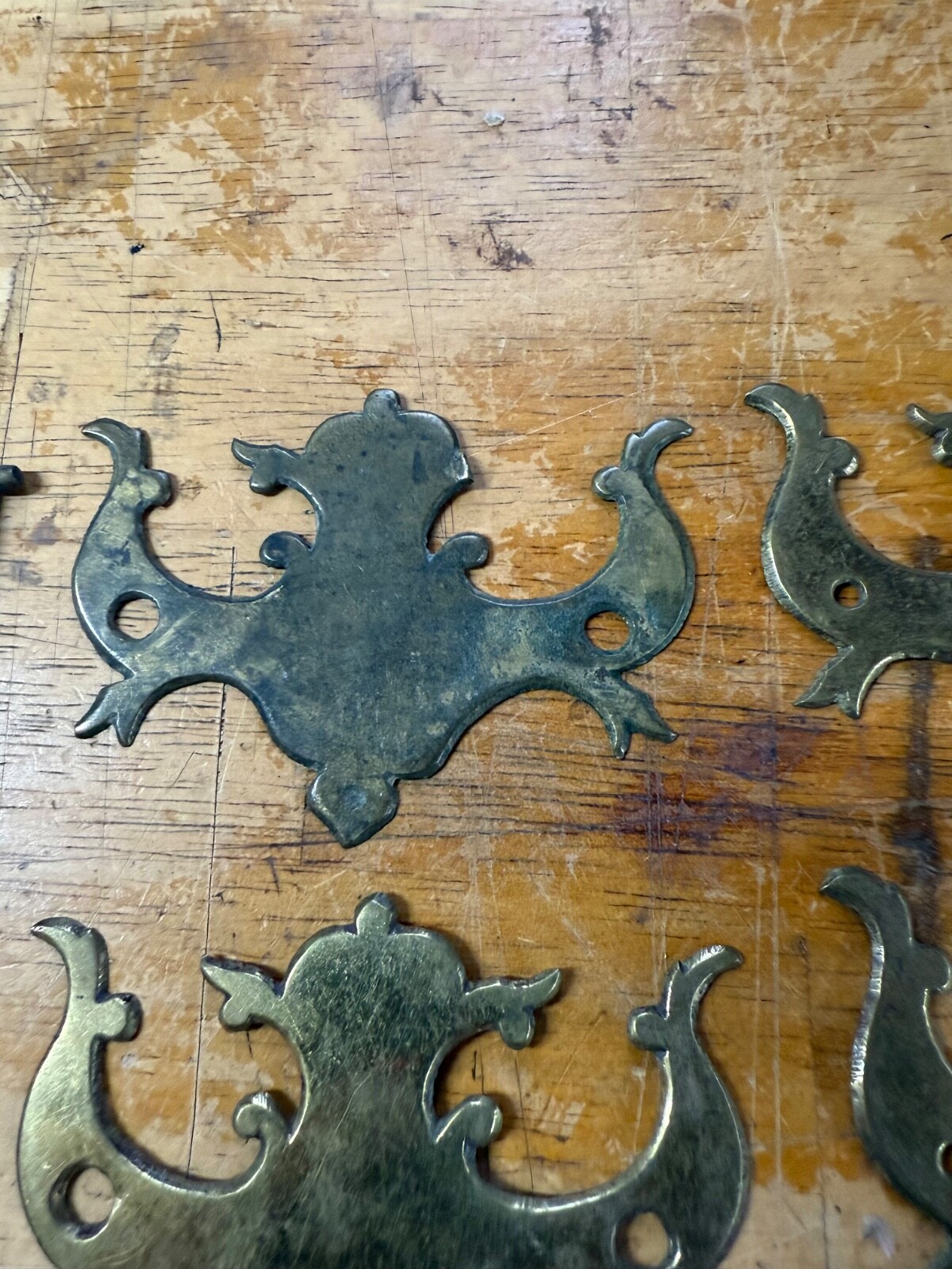 antique chippendale batwing brass set 18th hardware tall chest 1780