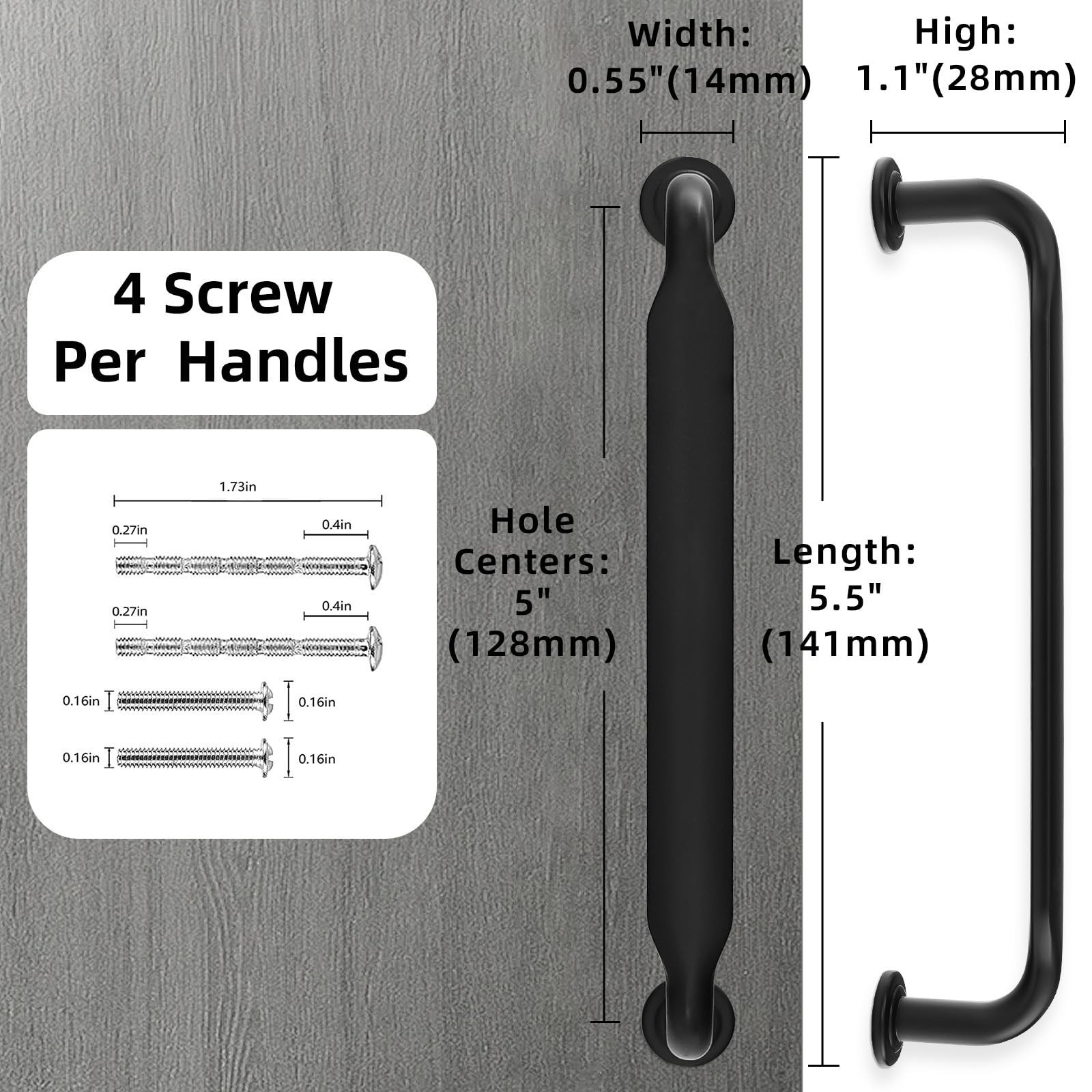 10 Pack Matte Black Cabinet Pulls 5 Inch(128mm) Hole Centers Kitchen Cabinet …
